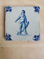 antieke tegel, muurtegel, zalmvisser, 17e eeuw, Antiek en Kunst, Antiek | Wandborden en Tegels, Ophalen of Verzenden