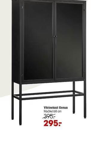 Vitrinekast Genua (zwart,, Huis en Inrichting, Kasten | Buffetkasten, Ophalen of Verzenden