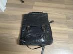 Zwarte leren rugzak akte tas rugzak vintage, Overige merken, Gebruikt, 25 tot 40 cm, Ophalen of Verzenden