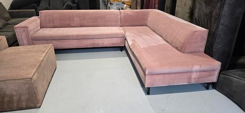 Hoekbank roze velvet velours, Huis en Inrichting, Banken | Bankstellen, Zo goed als nieuw, Ophalen