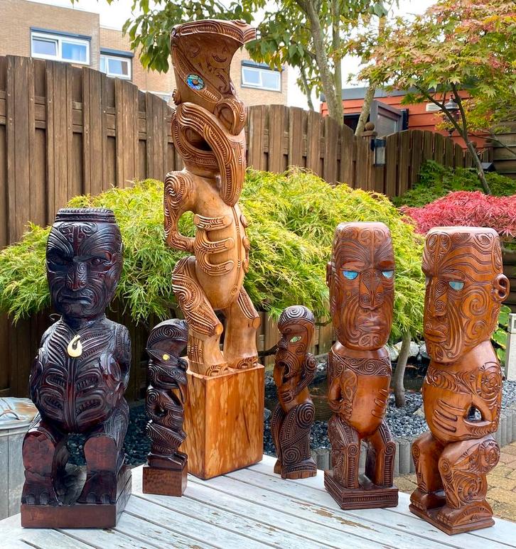 Maori houtsnijwerk Nieuw Zeeland New Zealand Tiki Rotorua NZ, Antiek en Kunst, Kunst | Beelden en Houtsnijwerken, Ophalen of Verzenden