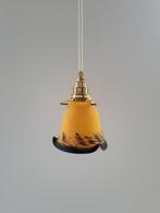 Vintage glazen hanglamp art deco oranje (2 stuks beschikbaar, Ophalen of Verzenden