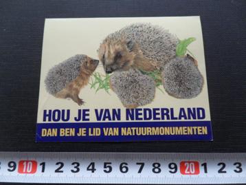 sticker Hou je van Nederland Natuurmonumenten Egel * beschikbaar voor biedingen