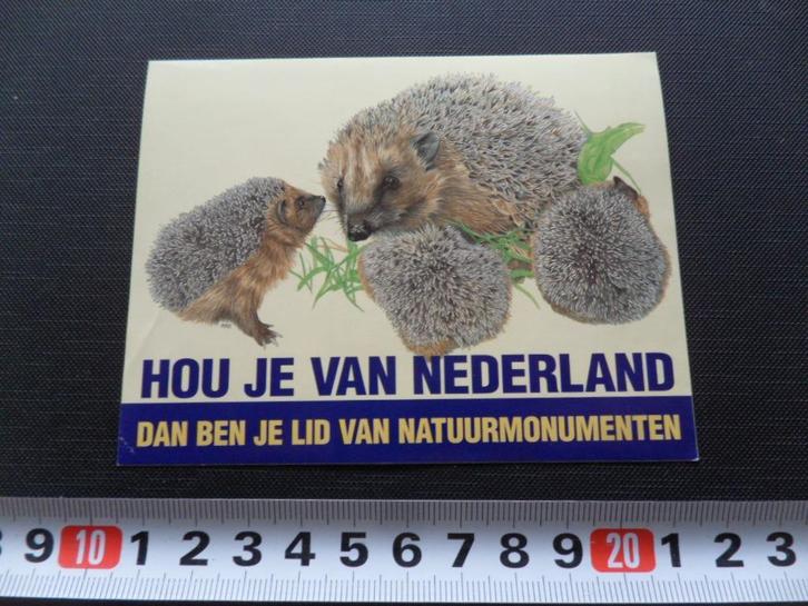sticker Hou je van Nederland Natuurmonumenten Egel *, Verzamelen, Stickers, Zo goed als nieuw, Bedrijf of Vereniging, Ophalen