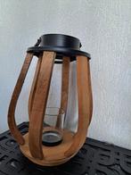 Houten Kandelaar met Glas, 25 tot 50 cm, Bruin, Ophalen of Verzenden, Zo goed als nieuw