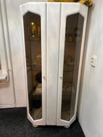 Vintage Witte Vitrinekast met Glazen Deuren, Ophalen, Gebruikt, Glas, 50 tot 100 cm