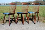 Vintage houten spijlenstoelen (3), Ophalen, Gebruikt, Vintage, Nvt