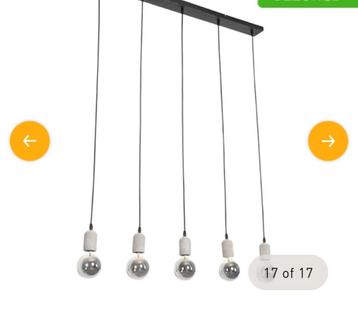 Industriële Hanglamp Zwart Beton 5-lichts - Nieuw in doos beschikbaar voor biedingen