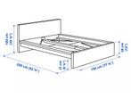 IKEA 2-persoonsbed + nachtlampje + Jysk traagschuim matras, Ophalen, Gebruikt, Zwart, Tweepersoons