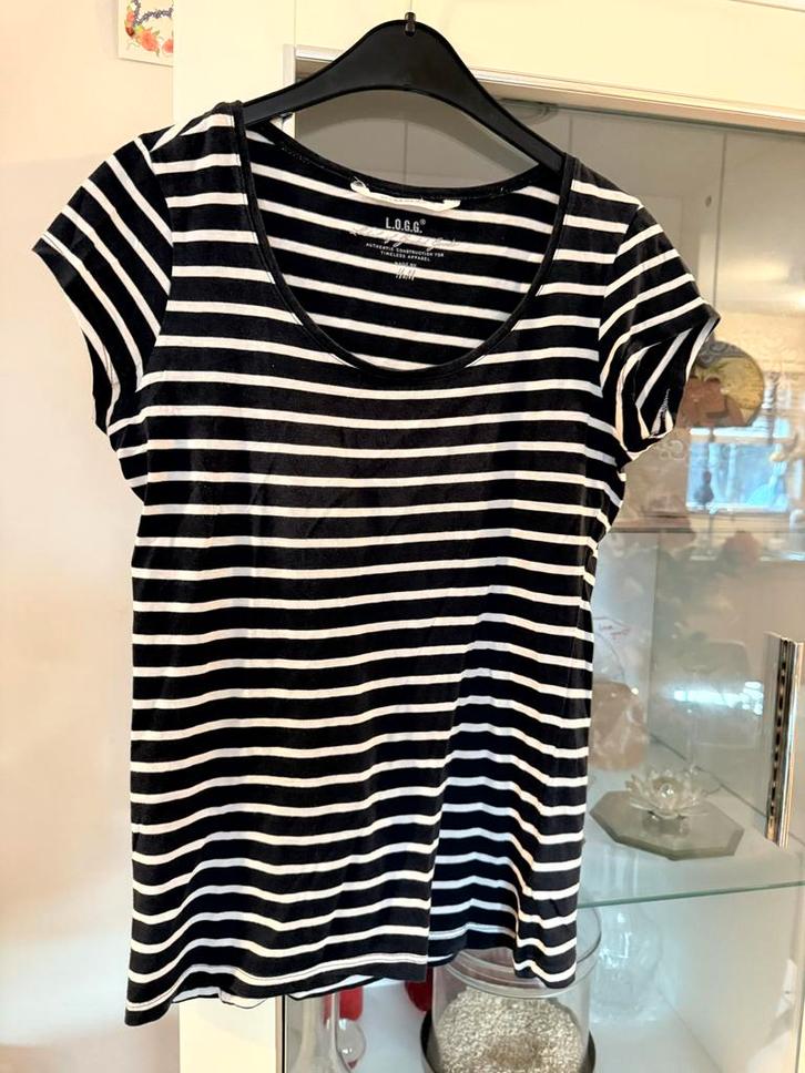 Gestreept T-shirt L.O.G.G. Maat M, Kleding | Dames, T-shirts, Zo goed als nieuw, Maat 38/40 (M), Zwart, Korte mouw, Ophalen of Verzenden