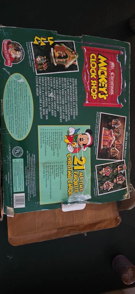 Mickey's Clock Shop - Mr. Christmas - Collectors Item, Verzamelen, Disney, Zo goed als nieuw, Beeldje of Figuurtje, Mickey Mouse