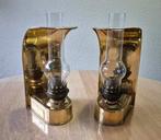 Twee messing wand/tafel olie lampen., Watersport en Boten, Ophalen of Verzenden