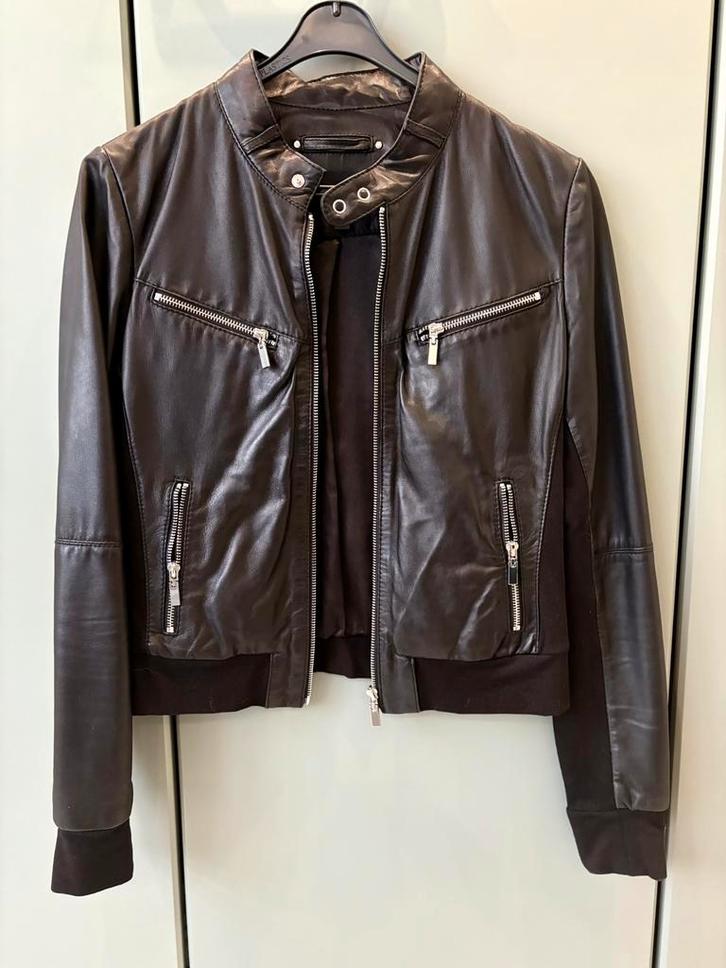 Leren kort zwart bikerjasje , StudioAR, Kleding | Dames, Jassen | Zomer, Zo goed als nieuw, Maat 38/40 (M), Zwart, Ophalen of Verzenden