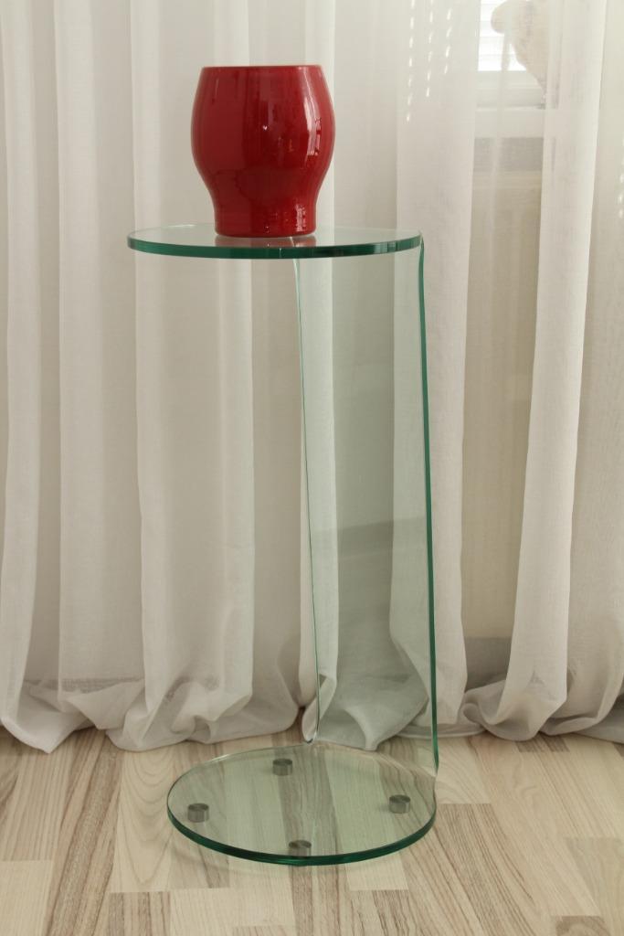 Glazen bloemen-/bijzettafel, Huis en Inrichting, Tafels | Bijzettafels, Zo goed als nieuw, Rond, 60 cm of meer, 75 cm of meer