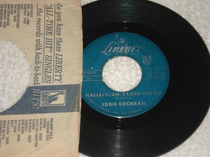 Eddie Cochran     Hallelujah i Love Her So   Usa   Orgineel, Cd's en Dvd's, Vinyl Singles, Zo goed als nieuw, Single, Pop, Ophalen of Verzenden