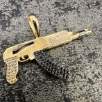 14k gouden kettinghanger pistool geweer ak47, Ophalen of Verzenden, Nieuw, Goud, Kruis of Symbool