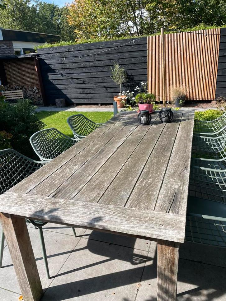 Hartman tuintafel 2,40 bij 1,00, Tuin en Terras, Tuintafels, Gebruikt, Rechthoekig, Hout, Ophalen