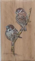 Schilderij Musjes op hout, Verzenden