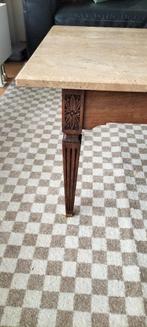 French travertine top hard wood coffee table, Ophalen, Gebruikt, 100 tot 150 cm, 50 tot 100 cm