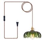 Groene Vintage style Hanglamp plug-in, Huis en Inrichting, Lampen | Hanglampen, Vintage, Nieuw, Ophalen of Verzenden, Glas