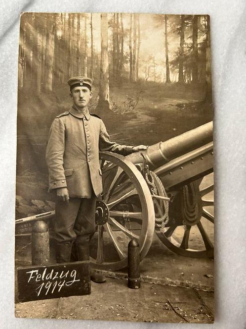 Wo1: fotokaart portrait artillerist feldzug 1914, Verzamelen, Ansichtkaarten | Themakaarten, Voor 1920, Ophalen of Verzenden