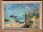 Schilderij in olieverf Schepen op het strand door Douard, Ophalen