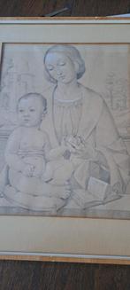 Oude gedetailleerde tekening in lijst H. de Loo jr., Antiek en Kunst, Ophalen