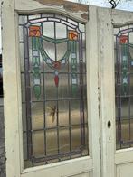 Set glas in lood deuren openslaand jugendstil 203x143cm., Antiek en Kunst, Ophalen