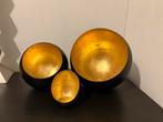 Waxinelichthouders rond goud/zwart, Ophalen of Verzenden, Zo goed als nieuw, Goud