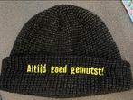 Zwarte muts 'Altijd goed gemutst!', Ophalen of Verzenden, Zo goed als nieuw, Overige maten, Muts