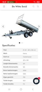 GEZOCHT!!Henra K1-20 Tandemasser Aanhanger - 301x165cm, Ophalen of Verzenden, Nieuw