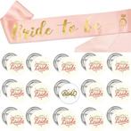 Bride to Be en Team Bride set met sjerp en buttons 16-delig, Wit, Nieuw, Ophalen of Verzenden, Accessoires