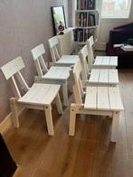 Acht mooie witte stoelen van Piet Hein Eek, Huis en Inrichting, Ophalen, Zo goed als nieuw, Wit, Hout