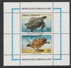 Turkije gestempeld blok  Zeeschildpadden (1989)., Postzegels en Munten, Postzegels | Azië, Ophalen of Verzenden, Gestempeld