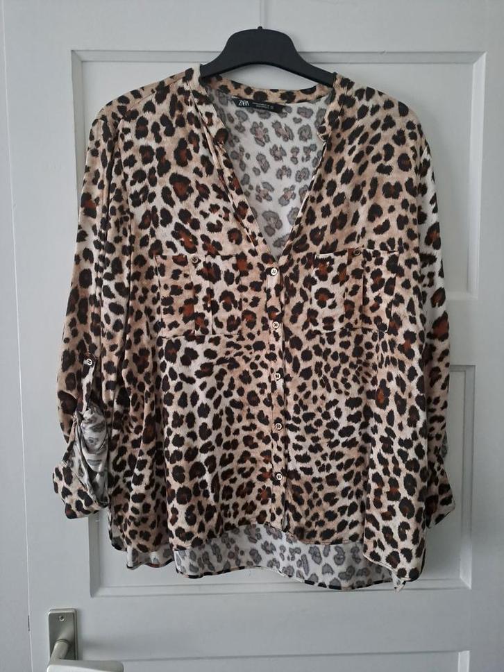 Zara panterprint blouse maat XXL, Kleding | Dames, Grote Maten, Zo goed als nieuw, Blouse of Tuniek, Overige kleuren, Ophalen of Verzenden