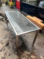 Rvs tuin tafel met graniet blad, Tuin en Terras, Ophalen, Gebruikt, Rechthoekig, Rvs