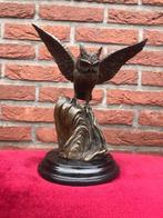 levensechte opvliegende uil, brons en marmer, Ophalen of Verzenden, Brons