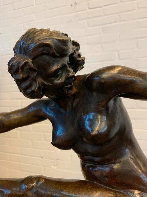 Brons beeld Pierre-François-Fernand Delannoy danseres Folie, Antiek en Kunst, Kunst | Beelden en Houtsnijwerken, Ophalen of Verzenden