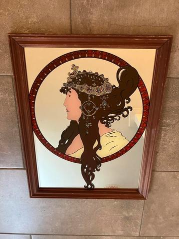 Vintage spiegel - Mucha - Art Nouveau beschikbaar voor biedingen