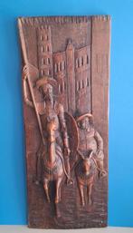 Oud houten paneel Don quichot en Shacha Panco, Antiek en Kunst, Ophalen of Verzenden