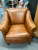 Twee cognac leren fauteuils, Ophalen, Zo goed als nieuw, Leer
