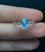 Ring hemelsblauwe topaas verguld 18k, Sieraden, Tassen en Uiterlijk, Ringen, Blauw, Nieuw, Ophalen of Verzenden, 17 tot 18