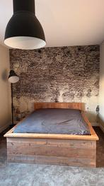 Steigerhouten bed 140x200 + IKEA matras (zo goed als nieuw), Ophalen, Bruin, Steigerhout, 140 cm