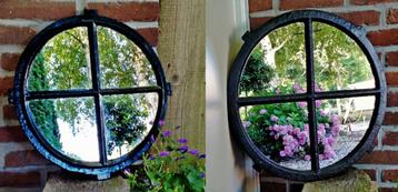 2x Antieke Stal Raam Spiegel Tuinspiegel of Set Tuinspiegels beschikbaar voor biedingen