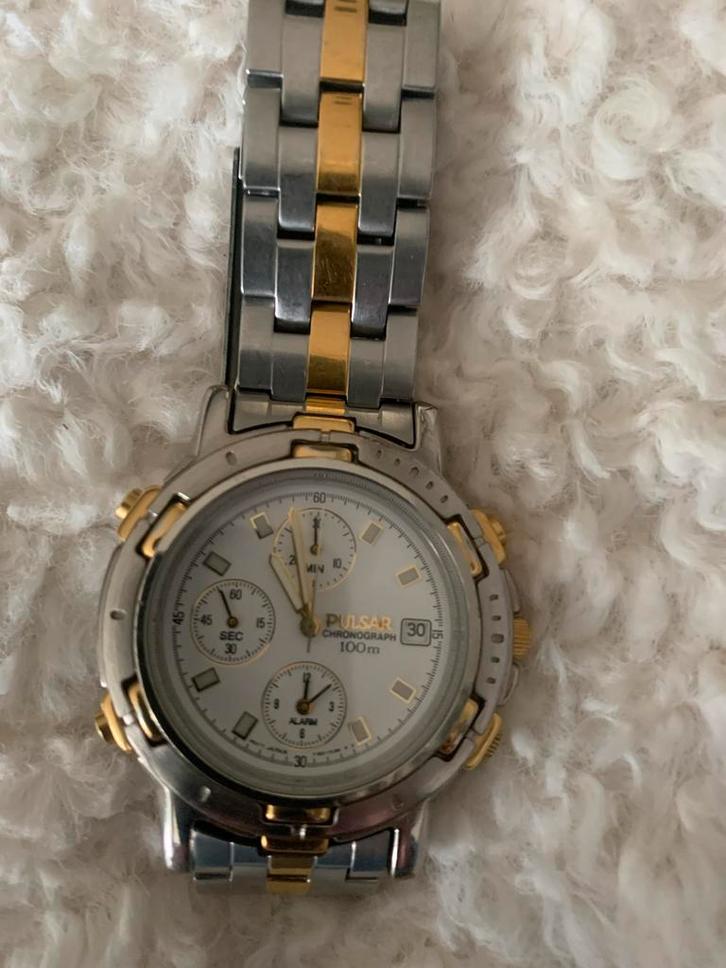 Pulsar Heren Chronograaf Horloge, Sieraden, Tassen en Uiterlijk, Horloges | Dames, Gebruikt, Polshorloge, Seiko, Staal, Ophalen of Verzenden