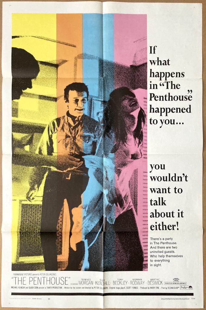 The Penthouse (1967) - Originele filmposter, Verzamelen, Ophalen of Verzenden, A1 t/m A3, Film en Tv, Rechthoekig Staand