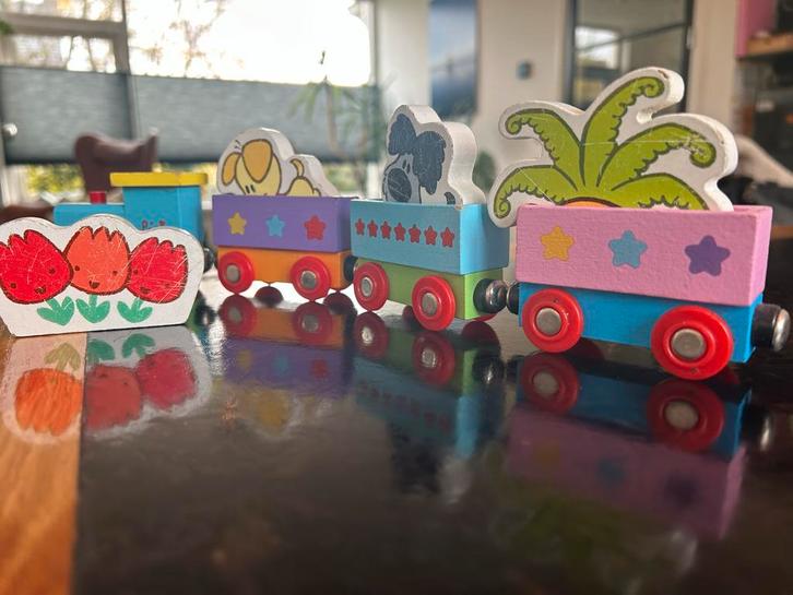 Woezel en Pip Houten Trein, Kinderen en Baby's, Speelgoed | Duplo en Lego, Gebruikt, Complete set, Ophalen of Verzenden