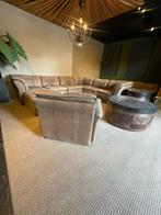 Laauser sofa nubuck leather patchwork inclusief fauteuil, Ophalen, Zo goed als nieuw