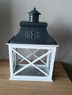 Brocant windlicht, Huis en Inrichting, Woonaccessoires | Kandelaars en Kaarsen, Ophalen, 25 tot 50 cm, Wit, Zo goed als nieuw
