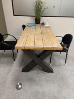 Houten Keukentafel met Metalen Onderstel, Antiek en Kunst, Antiek | Meubels | Tafels, Ophalen